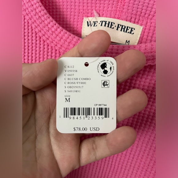 NWT FREE PEOPLE WE THE FREE All In Cuff Top In Blush Combo MSRP $78 Size M - Picture 8 of 10